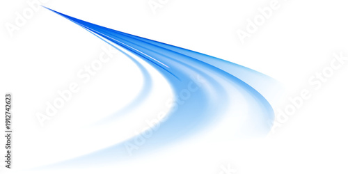 Blue shiny sparks of spiral wave. A curved bright line of speed is spinning. Shiny wavy path. Rotating dynamic neon circle. Magic blue swirl with highlights.