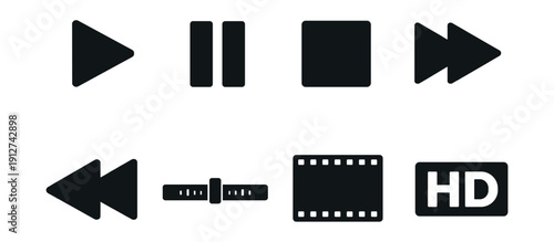 Media control icons set