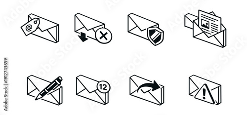 Email line icons set