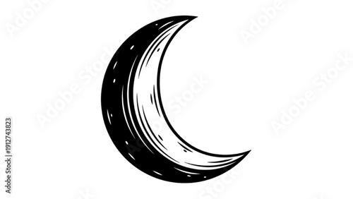 Crescent moon illustration with stars in the night sky