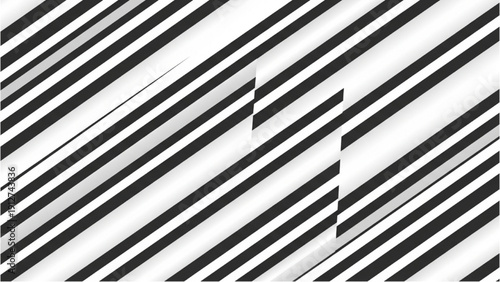 Geometric pattern of black and white stripes with distorted elements viewed from a straight angle