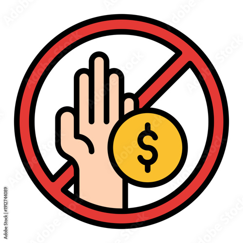 Stop Corruption Filled Line Icon Vector for Anti Corruption and Management, Corporate Fraud Investigation, Governance and Legal Compliance Symbol