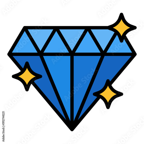 Diamond Filled Line Icon Vector for Anti Corruption and Management, Corporate Fraud Investigation, Governance and Legal Compliance Symbol