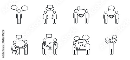 Communication and Interaction Line Icons Set