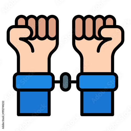 Arrest Filled Line Icon Vector for Anti Corruption and Management, Corporate Fraud Investigation, Governance and Legal Compliance Symbol