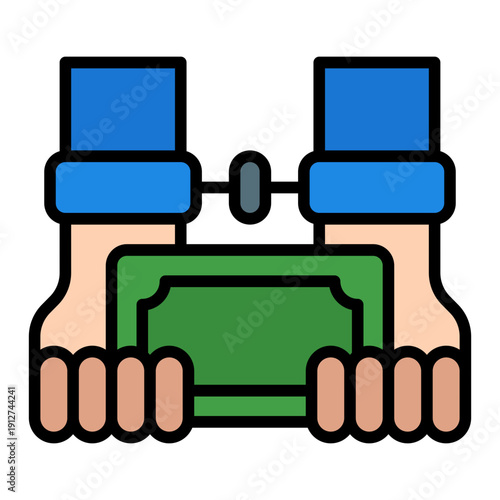 Bribe Filled Line Icon Vector for Anti Corruption and Management, Corporate Fraud Investigation, Governance and Legal Compliance Symbol