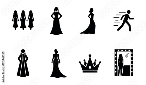 Fashion and elegance silhouette icons set