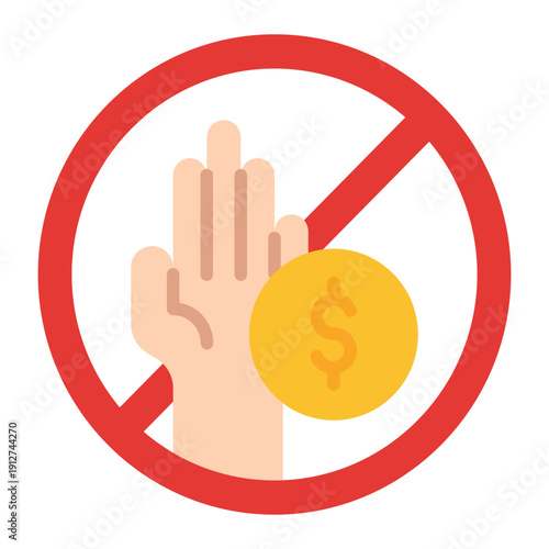 Stop Corruption Flat Icon Vector for Anti Corruption and Management, Corporate Fraud Investigation, Governance and Legal Compliance Symbol