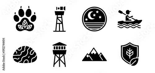 Camping and Outdoor Activities Icon Set