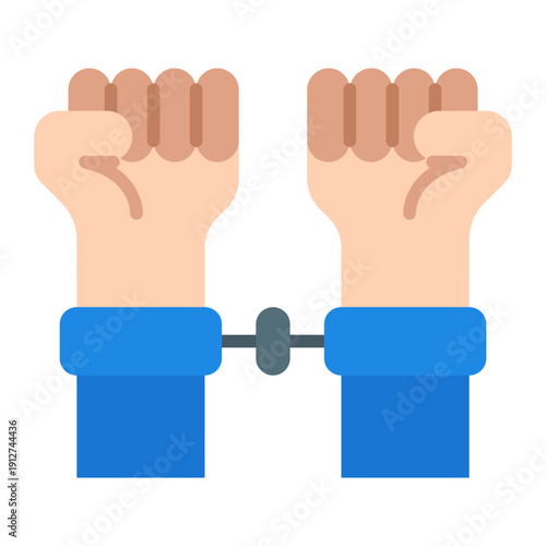 Arrest Flat Icon Vector for Anti Corruption and Management, Corporate Fraud Investigation, Governance and Legal Compliance Symbol