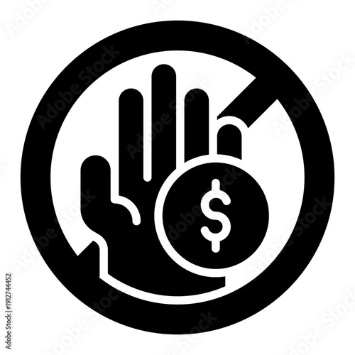 Stop Corruption Glyph Icon Vector for Anti Corruption and Management, Corporate Fraud Investigation, Governance and Legal Compliance Symbol