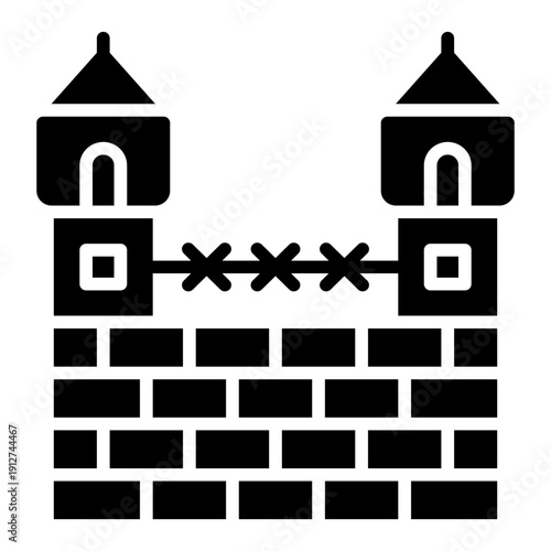 Prison Glyph Icon Vector for Anti Corruption and Management, Corporate Fraud Investigation, Governance and Legal Compliance Symbol