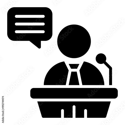 Politician Glyph Icon Vector for Anti Corruption and Management, Corporate Fraud Investigation, Governance and Legal Compliance Symbol