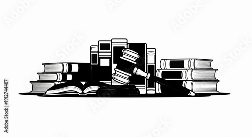 A gavel rests among stacks of legal books, symbolizing justice