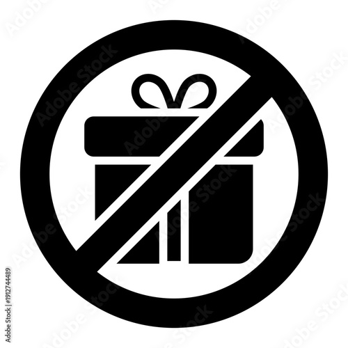 No Gift Glyph Icon Vector for Anti Corruption and Management, Corporate Fraud Investigation, Governance and Legal Compliance Symbol