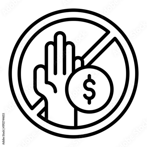 Stop Corruption Outline Icon Vector for Anti Corruption and Management, Corporate Fraud Investigation, Governance and Legal Compliance Line Symbol