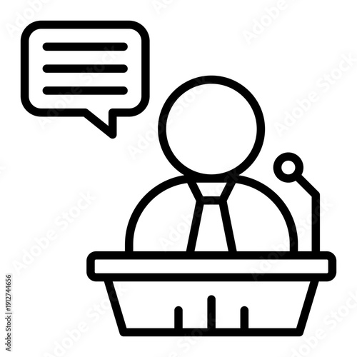 Politician Outline Icon Vector for Anti Corruption and Management, Corporate Fraud Investigation, Governance and Legal Compliance Line Symbol