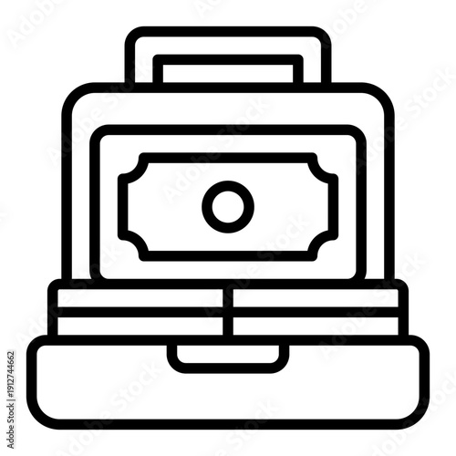 Money Suitcase Outline Icon Vector for Anti Corruption and Management, Corporate Fraud Investigation, Governance and Legal Compliance Line Symbol