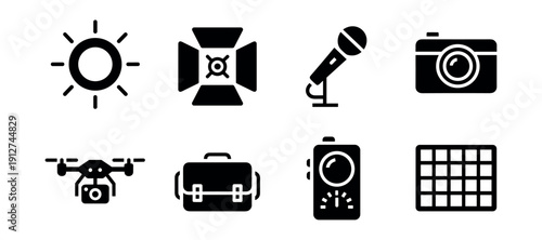 Minimalistic black and white icon set