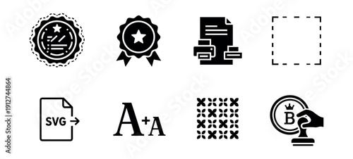 Modern black and white minimalistic icon set