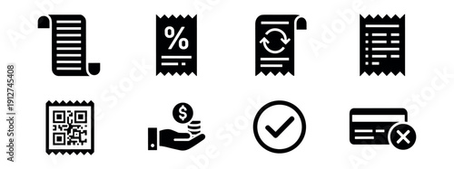Finance and payment black icon set