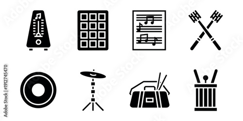 Music and Percussion Bold Icons Set
