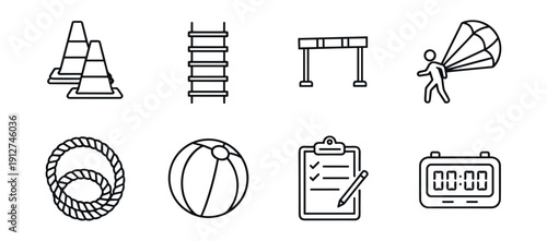 Sports and physical activity line icons set