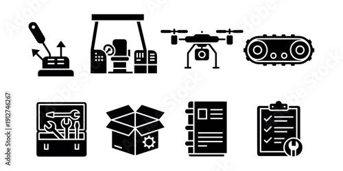 Industrial and Tech Solid Fill Icons Set