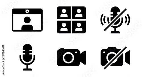 Video Call and Audio Conference Icons Set