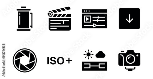 Photography and videography icons set