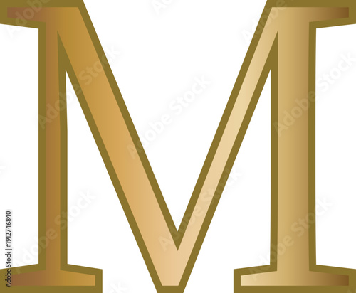 m golden letter uppercase alphabet
