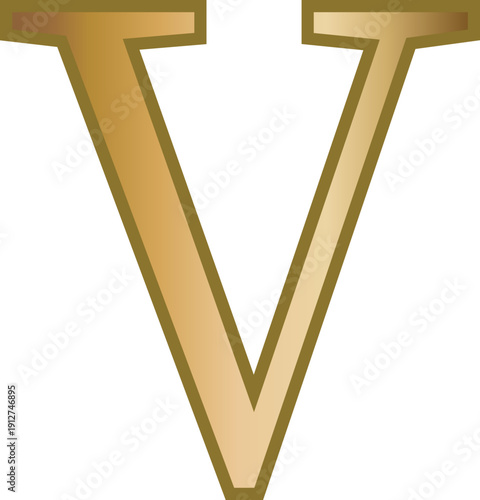 v golden letter uppercase alphabet