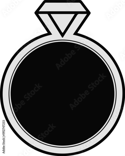 A simple outline drawing of a large ring with a gem