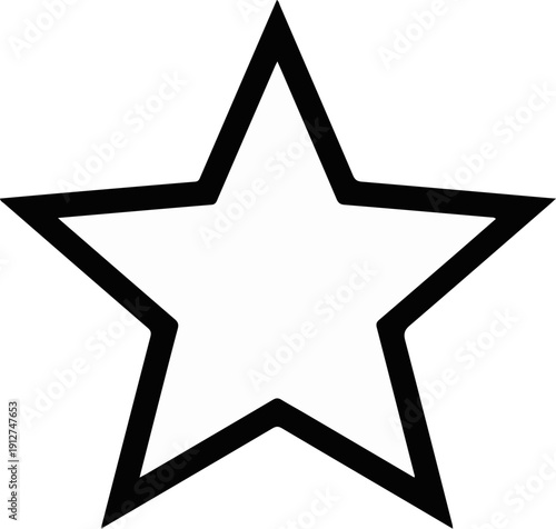 A simple, bold, black outline of a five-pointed star on a white background