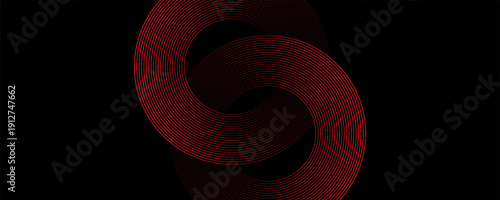 Collection of red concentric circles. Collection of radial sound wave or sonar rings. Pack of radar icon symbols, targets, dashed lines, halftones.