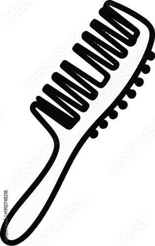 A simple black and white line drawing of a comb with wide teeth