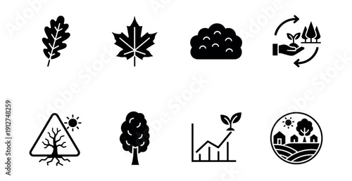 Nature and Environmental Black Icon Set