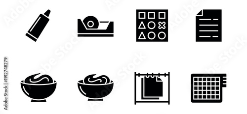 Office and stationery minimalistic icons set