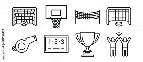 Sports line icons set