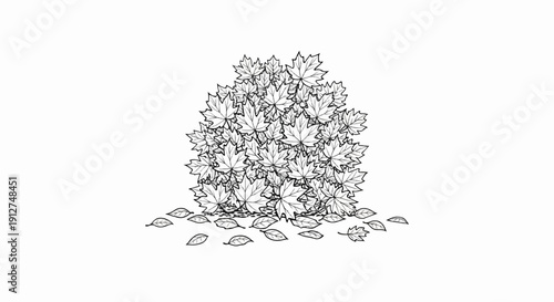 A pile of autumn leaves, some scattered on the ground