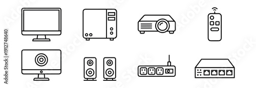 Electronics line icons set