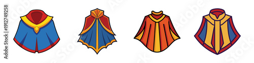 Capes collection with vibrant colors and flat design vector illustration