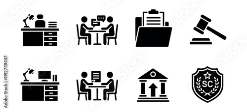 Legal and professional office icons set