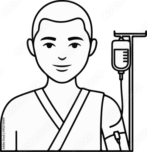 A patient with an IV drip