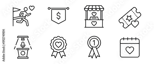 Love and Achievement Line Icons Set