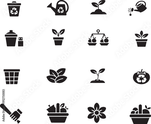 Sustainable Agriculture and Circular Economy Line Icon Collection.Editable stroke. Vector Illustration