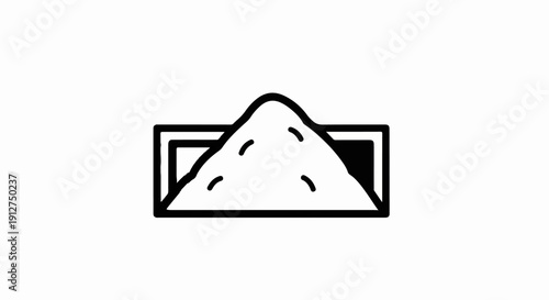 A simple line drawing of a pile of sand in a box