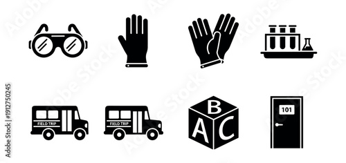Education, safety, and science icon set