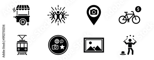 Miscellaneous black and white icons set