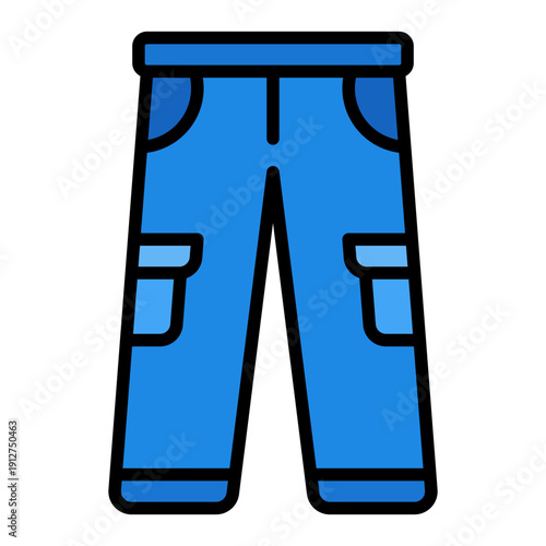 Pants Filled Line Icon Vector for Hiking and Outdoor Activity, Camping Adventure Gear and Trekking Management Symbol